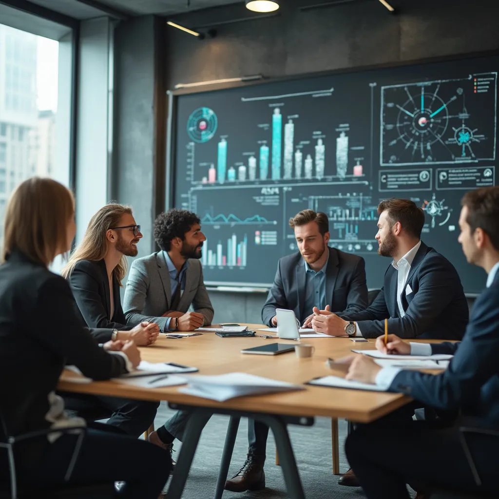 Equipo de consultores en una reunión estratégica